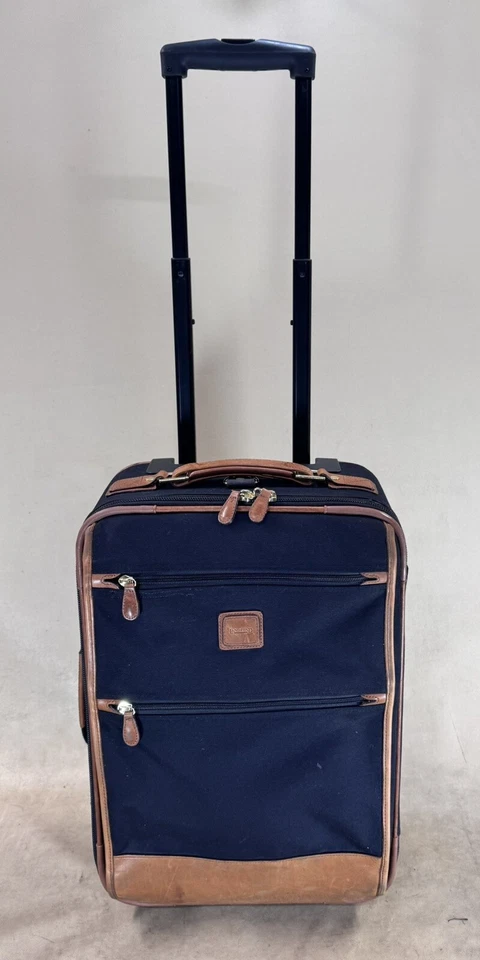 Maleta de mano vintage Lands' End con ruedas de 21" de lona con adornos de cuero Foto 2 de 4