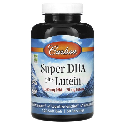2 X Carlson Labs, Super DHA Plus Lutein, 120 Soft Gels