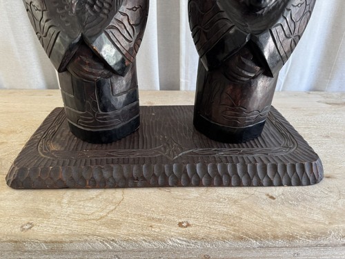 Unique Wood Carved large 18 inch Wood Ainu Couple 1960 japan pacific island tiki - Picture 4 of 20