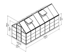 GARDEN GREENHOUSE POLYCARBONATE GREEN FRAME PALRAM 4ft 6ft 8ft 10ft 12ft 14ft
