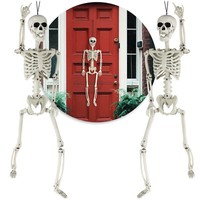 2X Deko Skelett FüR Halloween - Xxl-Skelett Aus Kunststoff Zum AufhäNgen - 90Cm