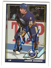 Darrin Shannon Autographed 1991 O-Pee-Chee  Card #214 Buffalo Sabres