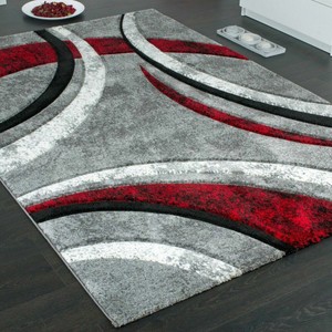 Détails Sur Moderne Tapis Rouge Gris Noir Souple Court Velours Abstract Tapis Salon Petit Grand Afficher Le Titre Dorigine