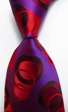 New Classic Geometric Dot Red Purple JACQUARD WOVEN 100 Silk Men's Tie Necktie