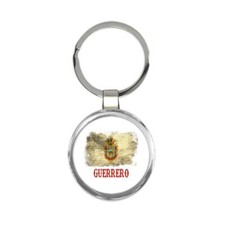 Guerrero Mexico : Gift Round Keychain Distressed Flag Vintage Mexican Expat