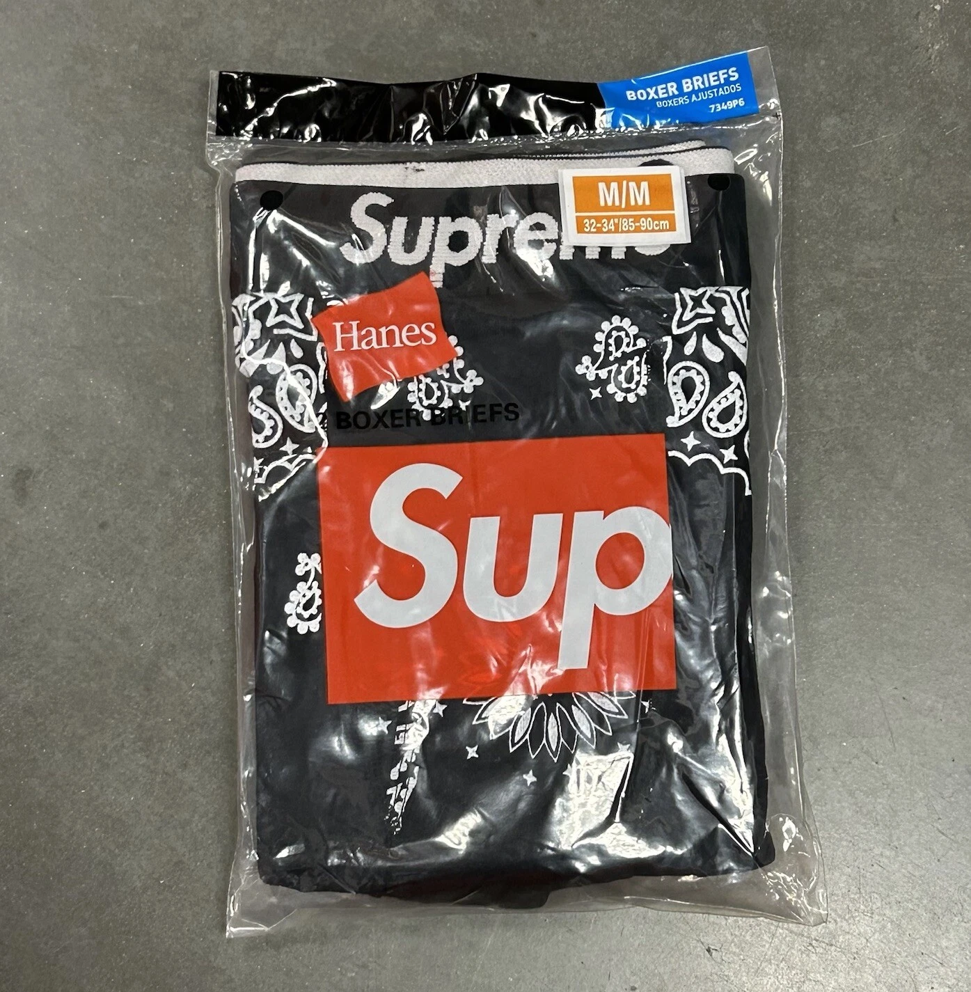 Lot de 2 boxers Supreme logo bandana slip Hanes sous vêtement créateur neuf authentique