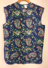 Vintage 60's Artistic Apron House Smock Chore Apron Floral Paisley Snaps