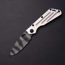 Strider Knives SMF Performance - Stonewashed Titanium / Tiger Stripe MagnaCut