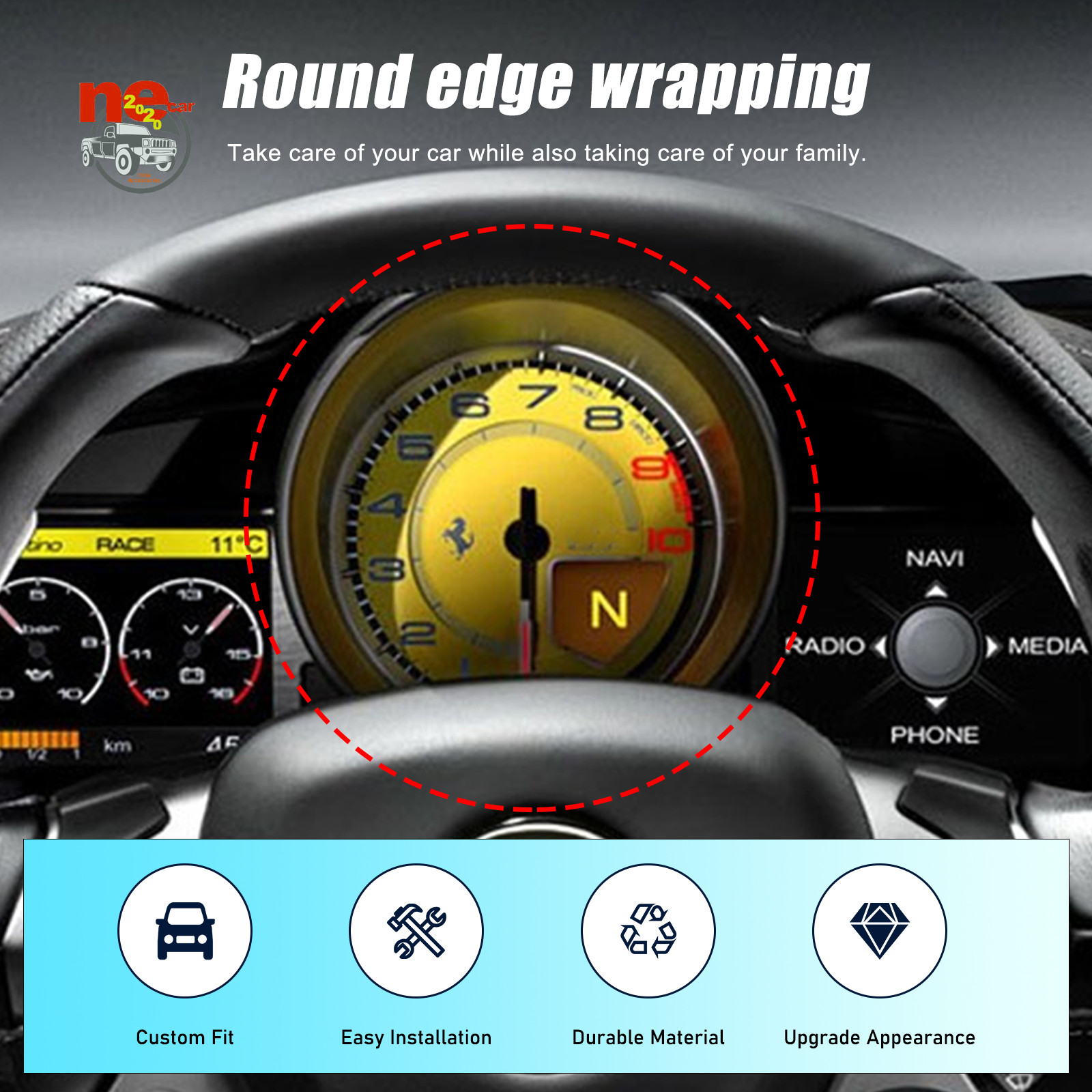 Dry Carbon Car Speedometer Ring Trim Accessories Cover For Ferrari 458 2011-2016