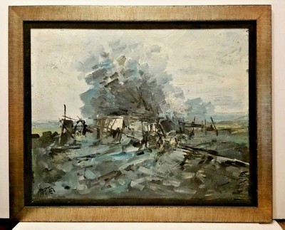 Listed URUGUAYAN HUGO NANTES Sd ABSTRACT LANDSCAPE ORIG OIL ''RINCON de SAN JOSE''