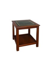 Beistelltisch Couchtisch Mahagoni mit grünem Leder antik Stil B: 60 cm -11400-