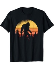 Retro Bigfoot Believer Silhouette Sasquatch Hide And Seek Black T- Sz L-NWT