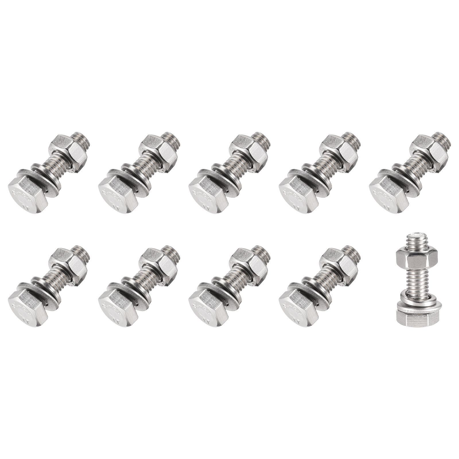 Hex Head Screws Bolts, Nuts, Flat & Lock Washers Kits (M6x20mm) 20Sets
