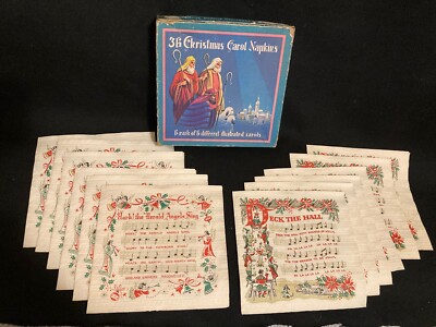 VTG E Errett Smith Christmas Carol Paper Napkins 2 Different Styles 12 Total