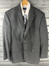 Vintage Lauren Ralph Lauren Green Label Gray 100 Wool Blazer Jacket Mens 42L