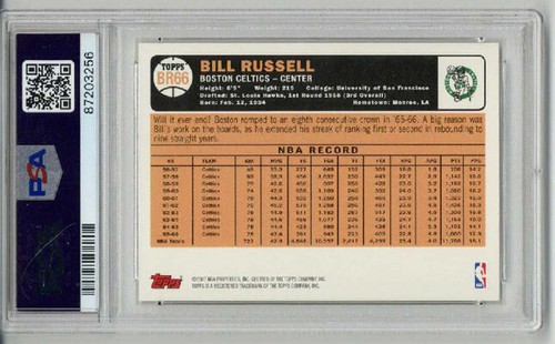 2007 TOPPS THE MISSING YEARS #BR66 BILL RUSSELL CARD CELTICS PSA 10 LOW POP 9 - Picture 2 of 2