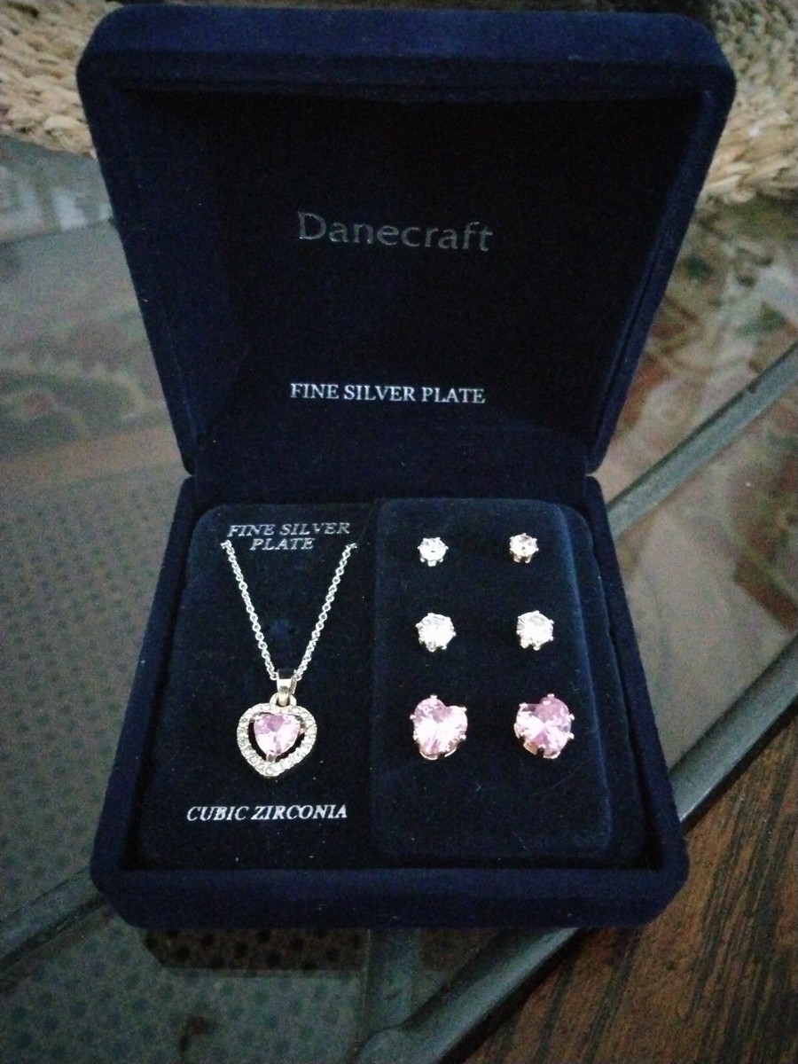 DANRAH Sterling Silver Heart Necklace Set With Zircon - Includes Necklace & Matching Earrings, 925 Silver, Gift Box, For Women & Brides - View #12