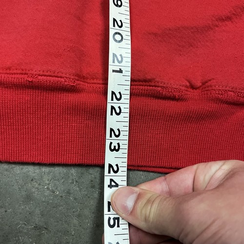 Vintage 90s Lands End Distressed Henley Neck Faded Blank Hoodie Sweatshirt Red S - Bild 10 von 10