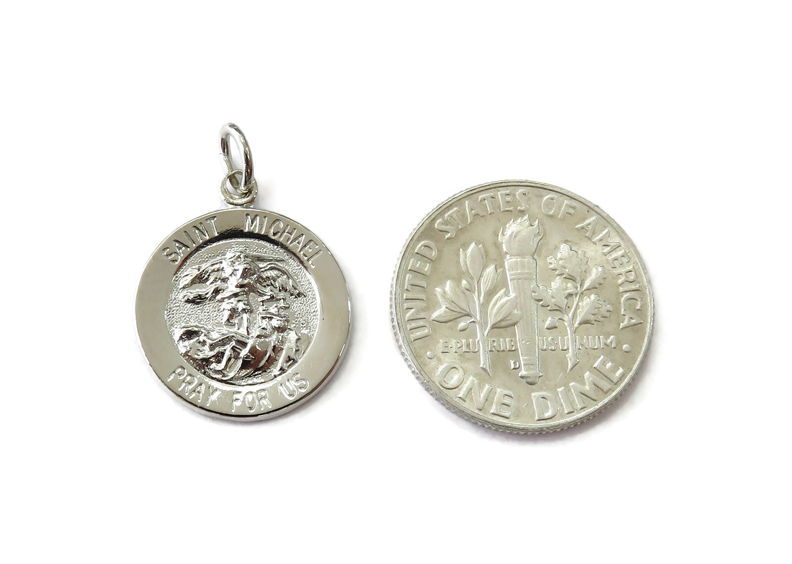 Sterling Silver 0.925 Saint St Michael Archangel Medal Necklace Pendant ...