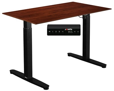 EXETA - HÖHENVERSTELLBARER SCHREIBTISCH Home-Office-Set Exeta ergoEasy schwarz Tisch Tischgestell + Tischplatte Nussbaum