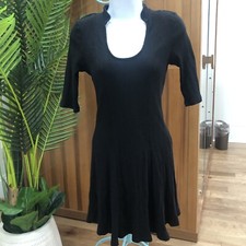 Free People women small black flared dress 95%Cotton 5%Spandex short sleeved