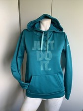Women  s XS Nike teal long sleeve hoodie sweatshirt Just Do It