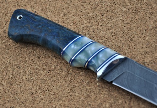 Cuchillo de caza al aire libre acero damasceno damasco nazarov cuchillos hechos a mano HRC62 Вепрь - Imagen 7 de 11
