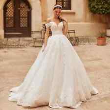 Off Shoulder Wedding Dress Elegant Lace Up Ball Gown Lace Appliques Bridal Gown