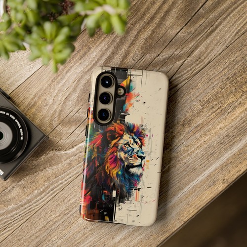 Phone Case for iPhone, Pixel, Galaxy - Lion Retro Abstract Colorful Cover - Picture 114 of 191