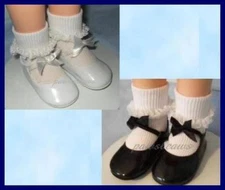 SAVE 20% on 2 pair Patent 3-3/4 x 1-5/8 inch Doll Bow SHOES fit CHARMIN CHATTY