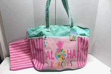 XXL ALOHA BEACHES Beach Bag Shoulder Tote Shopper Vacation Resort Tropical NWT