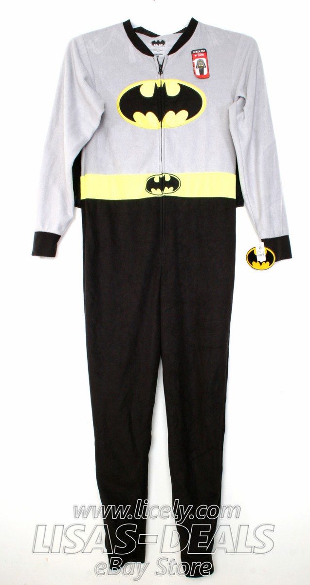 Mens DC Comic Batman Cape Pajama Union Suit Sleepwear Dark Knight