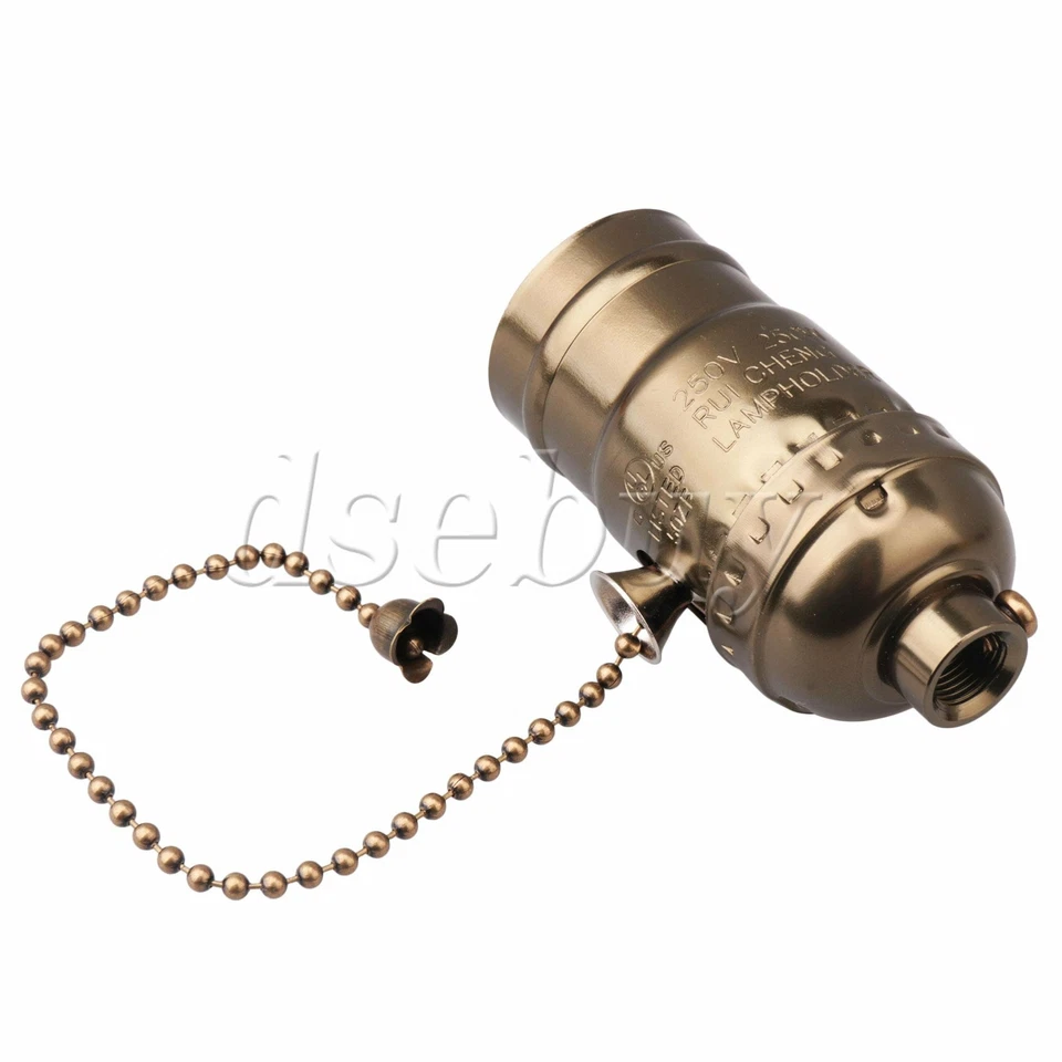 3 Pieces AC110-240V Vintage Aluminum Chain Lamp Holder for E27 Screw Bulb - Image 4 of 4