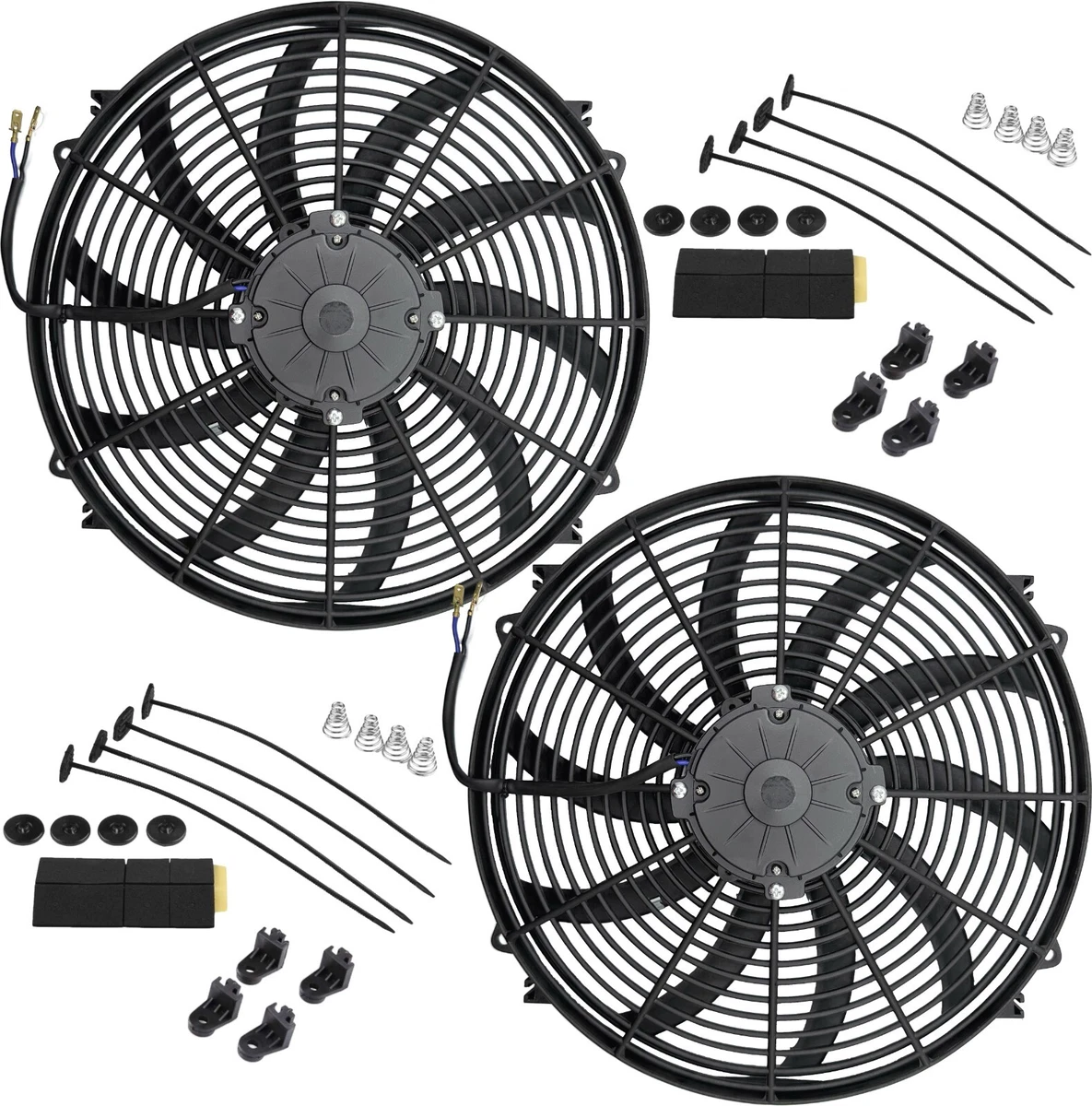 DUAL 16-17 INCH UPGRADED 180W MOTOR 12 VOLT ELECTRIC ENGINE RADIATOR  COOLING FAN | eBay