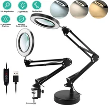 10x Magnifier LED Lamp Magnifying Glass Desk Light Reading Lamp With Base& Clamp