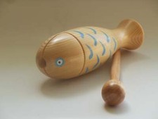 Fish Guiro Percussion 6.3" long 2" Dia - Easy to Hold  Fun to Play