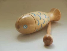 Fish Guiro Percussion 6.3" long 2" Dia - Easy to Hold & Fun to Play