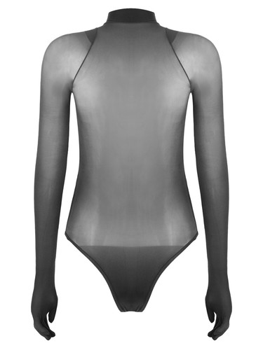Sexy Para mujeres Malla Transparente Body Ver a través Mangas Largas Prendas para el torso Mono Babydolls - Imagen 30 de 81