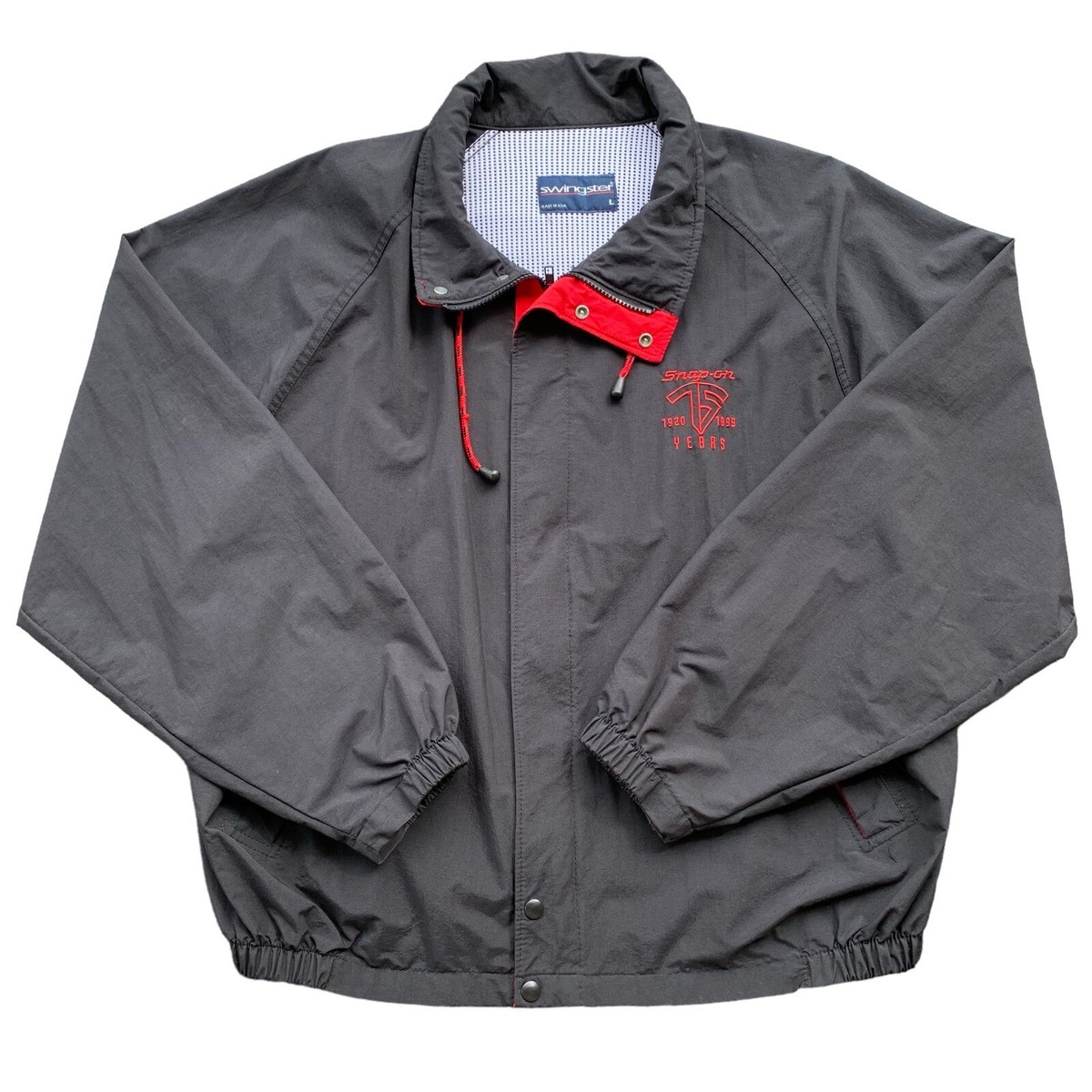 Vintage Snap-On Tools Windbreaker Jacket Mens L Black Full Zip