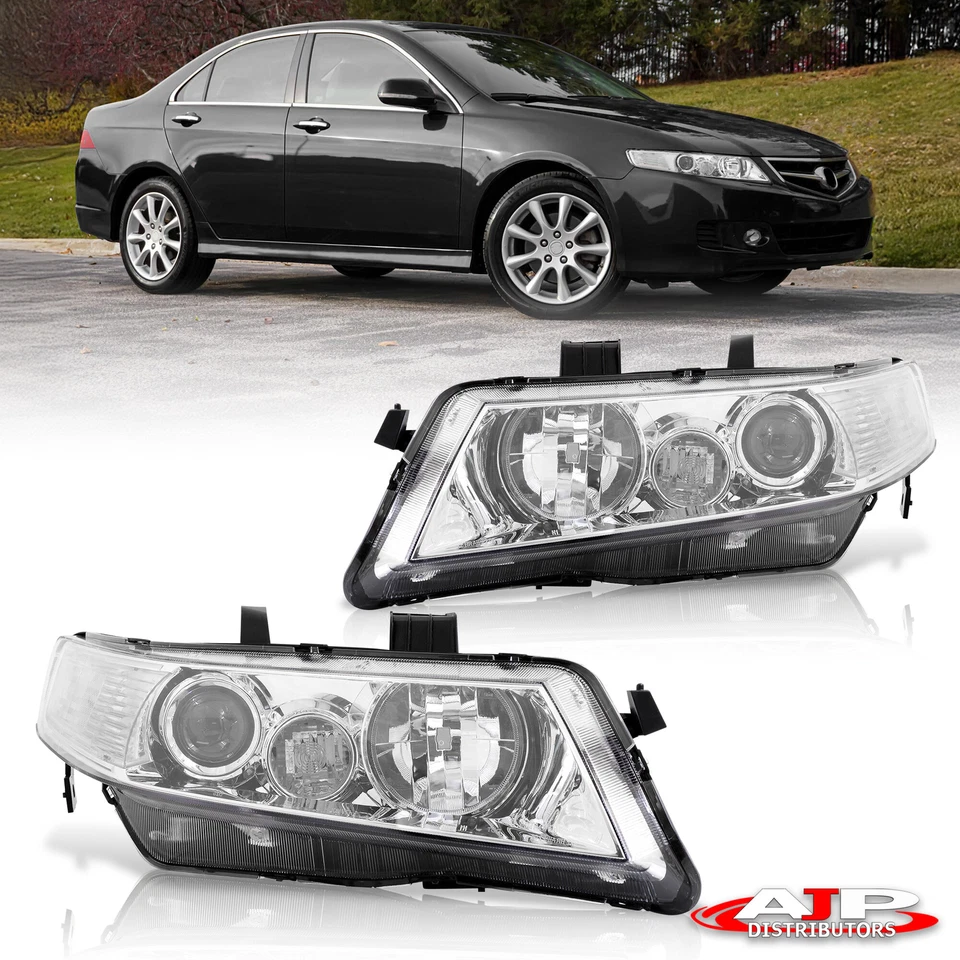 Chrome Clear OE Style Replacement Head Lights Lamps Pair For 2004-2008 Acura TSX Foto 2 de 4