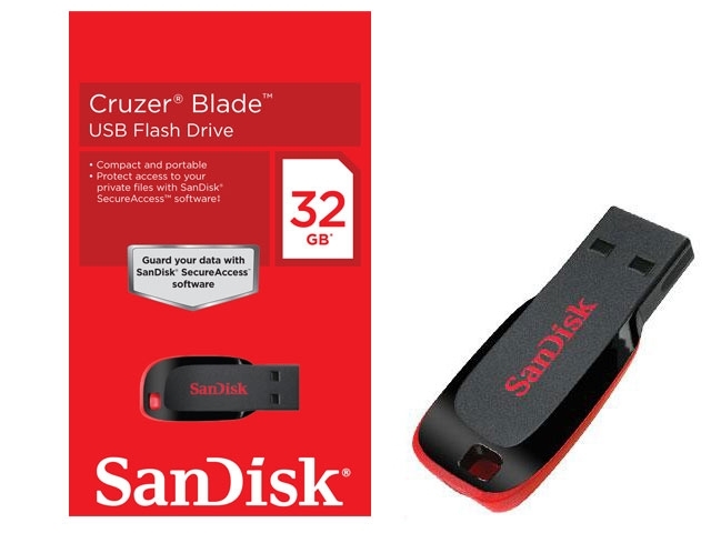 NEW SanDisk Cruzer Blade 32GB USB 2.0 Flash Drive Memory Stick SDCZ50 ...