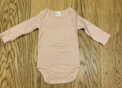 New Ex Baby Boden Vest/bodysuit pink with white polka dots age 3-6 months