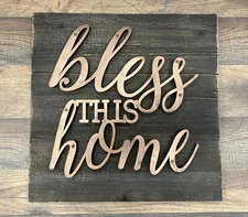 Bless This Home Wooden Wall Decor 14" x 14"