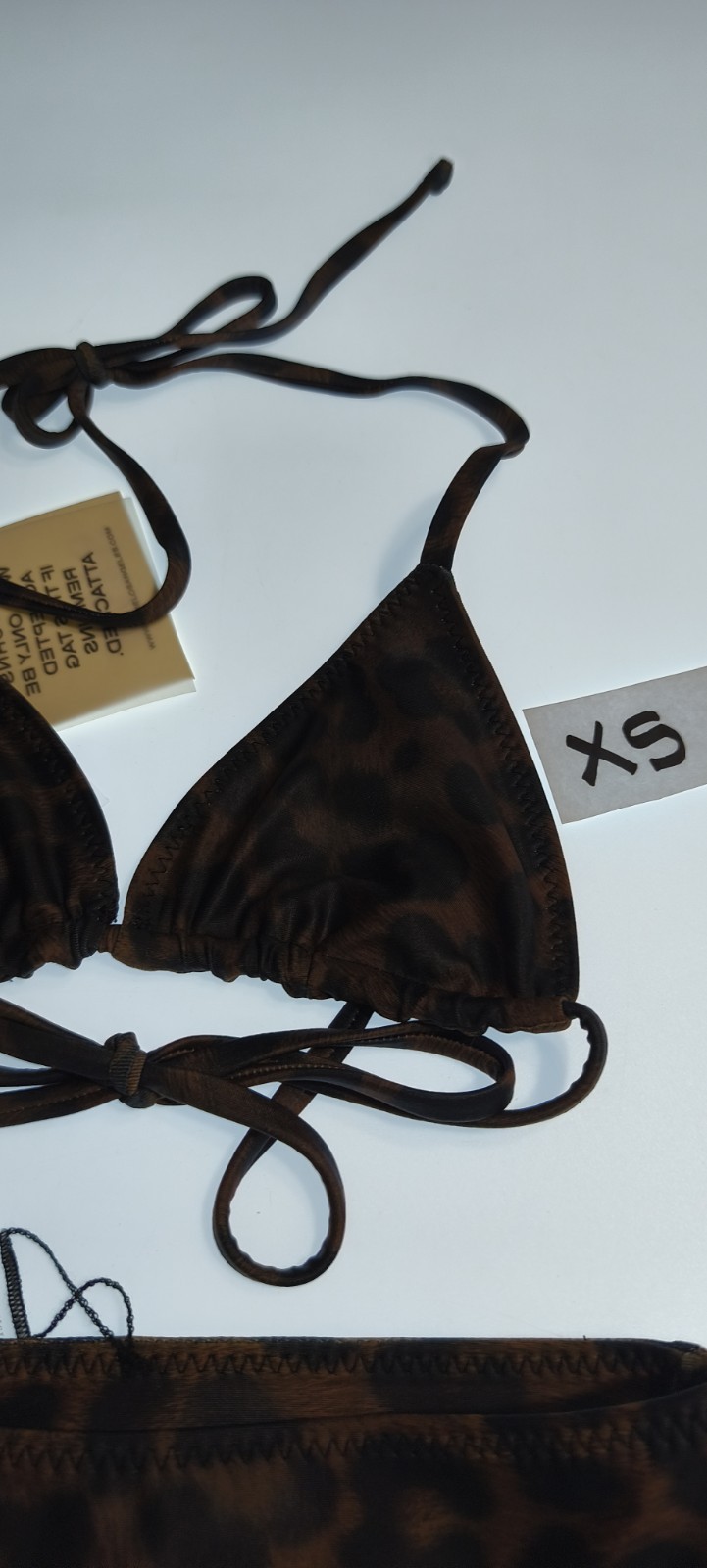SAME Swimwear Leopard Print Bikini Set Triangle Top XS + High Waist Bottom XXS N image 3