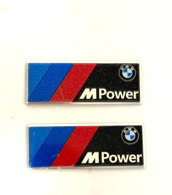 2 Pcs Decorative 3D Aluminum Emblem Sticker for BMW M Power