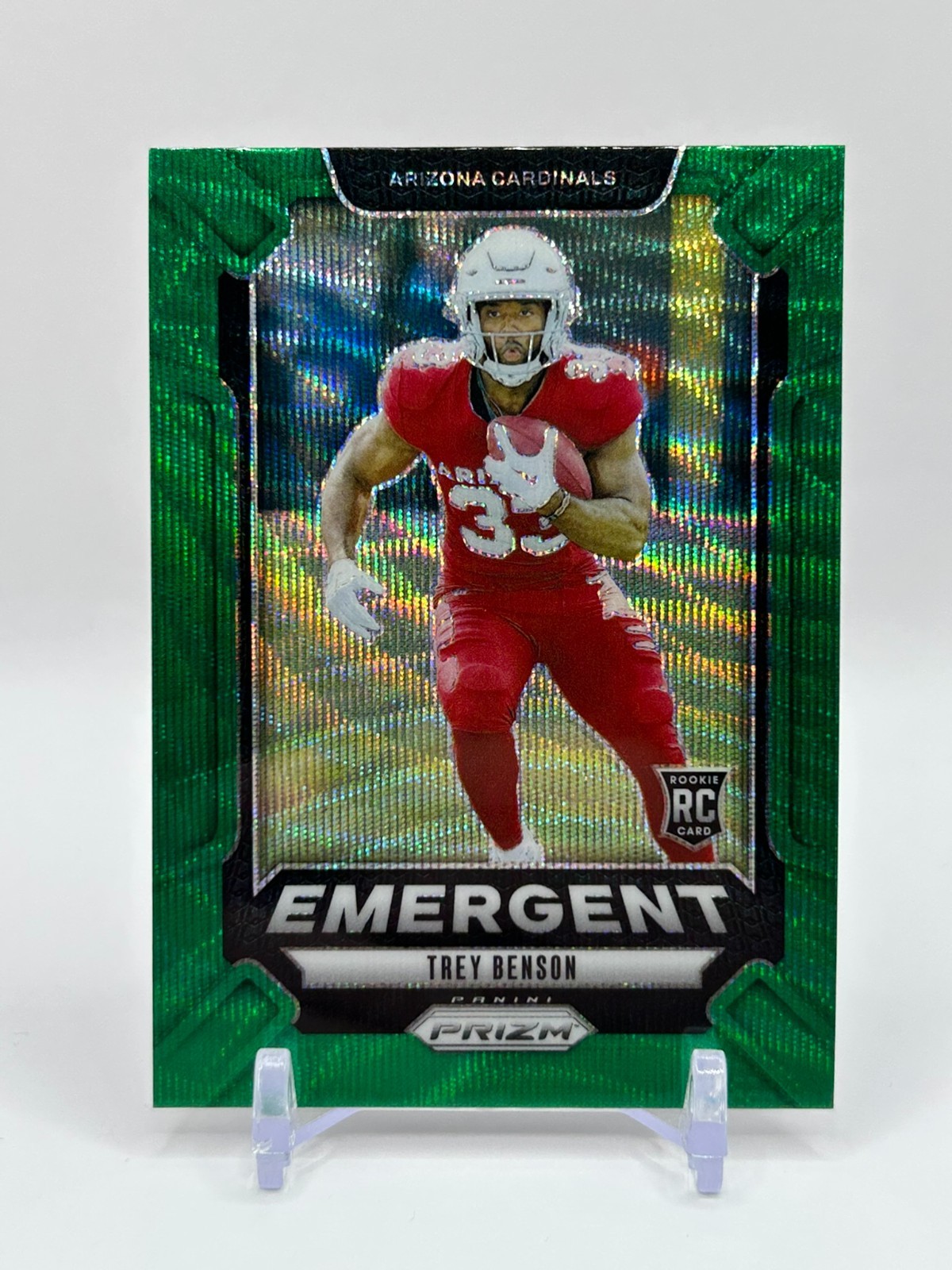 2024 Panini Prizm Trey Benson RC Rookie Emergent Green Wave Prizm #17 Cardinals