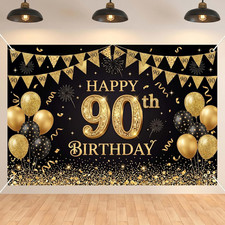 Black and Gold Milestone Birthday Party Backdrop 59X39 Inch Photography Backgrou