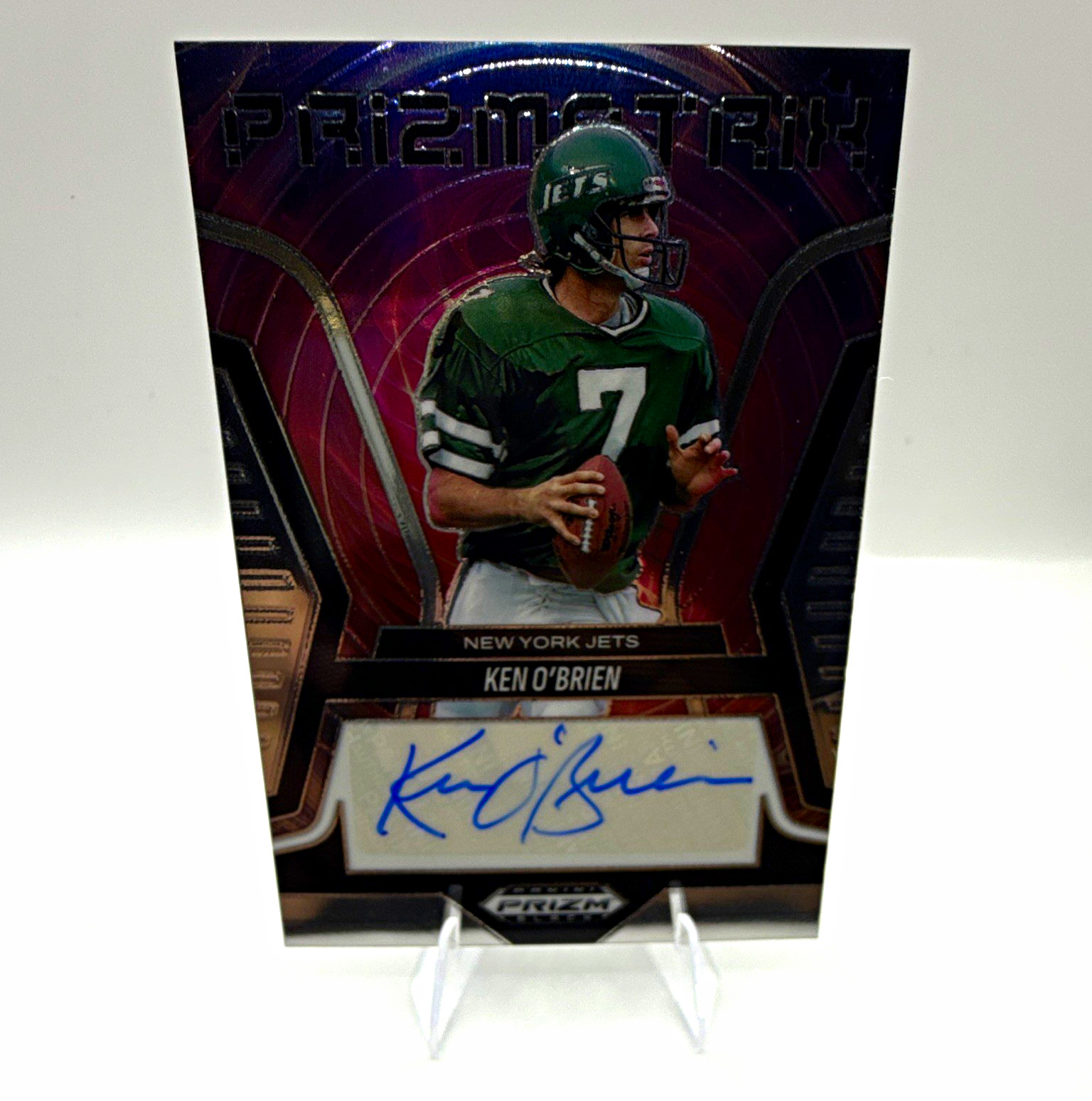 2025 Panini Prizm Black Ken O'Brien Prizmatrix Signatures Auto Jets PS-KON