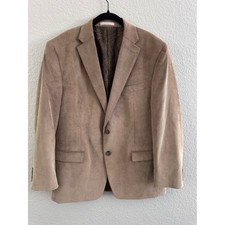 Chaps Tan Microfiber Suede Blazer Sport Coat Paisley Lined Men's 44R