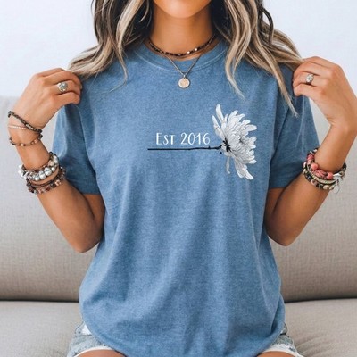Custom Year Established Shirt, Personalized Birth Flower T-Shirt, Est 2026 Minim
